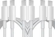 GDSanlian 60W USB-C to USB-C Cable 3Pack (2M)｜PD 3.0 Fast Charging｜480Mbps Data Sync｜Flexible Silicone Design｜RCM Certified｜for iPhone 16,15 Max Pro/MacBook/Samsung S25,S24/iPad Pro Compatible｜White