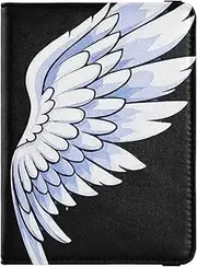 [Amooorous] White Wing Leather decorative passport holder for travel women Vaccine Case Protector Cover Passport Holder Case Waterproof, White wing, 1 size