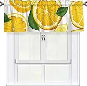 LHBWCVN Lemon Fruit Pattern Valances for Windows, Rod Pocket Window Treatment Drapes Farmhouse Kitchen Curtains Short Blackout Window Curtains for Living Room Bedroom Decor 54x18 Inch