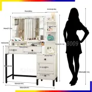 Dressing Table with 5 Drawers LED Mirror Set Bedroom Makeup Desk Vanity Table