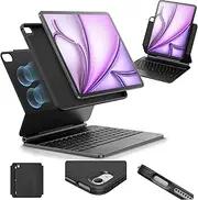 [ESR] iPad Air 13 Inch Case Keyboard (M3/M2, 2025/2024), Easy-Set Magnetic Stand, Portrait/Landscape Mode, Removable Case with Multi-Touch Trackpad, Rebound 360 Series, Black