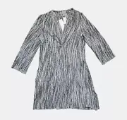 Chico's Striped Falls Burnout 3/4 Sleeve Jacket Knit Open Front Womens 0 NWT