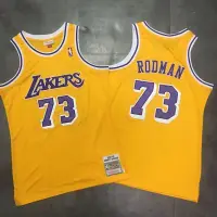 在飛比找蝦皮購物優惠-新NBA洛杉磯湖人 #73丹尼斯羅德曼丹薩刺繡籃球球衣黃色球