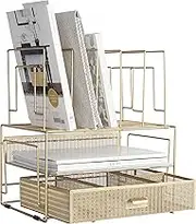 BLU MONACO Gold Desk Accessories and Workspace, Desktop Organizer - Cute File Organizer for Desk and Drawer Storage for Office Supplies, Paper, Device and Folders - File Holder