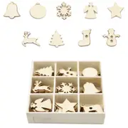 72pcs/Set Wood Christmas Tree Hanging Pendants Ornament
