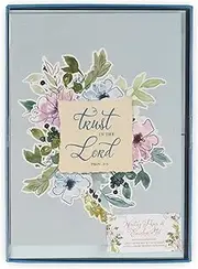 Christian Art Gifts Writing Paper & Envelope Stationery Set for Women: Trust in the Lord – Proverbs 3:5 Inspiring Scripture w/40 Pages & 20 Matching Envelopes, Light Blue Paisley Multicolor Floral