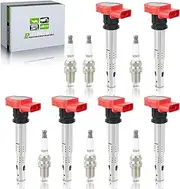 partszen UF529 C1631 6pcs Ignition Coil Spark Plug Fit for Volkswagen MK5 Jetta MK6 Rabbit Golf MK6 GTI GLI Passat CC Tiguan for Audi A3 A4 A5 A6 A7 Q5 Q7 R8 S4 S5 TT 2005-2016