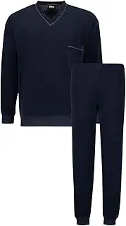 [ADAMO] Terry Cloth Pyjamas Men's with Cuffs Navy Series Elias V-Neck in Plus Sizes up to 10XL