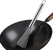 Stainless Steel Spring Wire Pot Brush Cookware Scraper for Dishwashing 304 Stainless Steel Flexible Brush Head for Easy Cleaning Gyouza