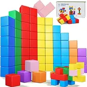 MAKTOR Magnetic Building Blocks Large, 1.3 inch Magnetic Stacking Cubes for Toddlers, Preschool Educational Construction Kit, Sensory Montessori Toys Blocks for Kids (32PCS)