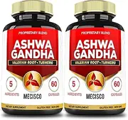 Organic Ashwagandha Capsules 5850mg for 4 Months - Blended with Valerian Root, Turmeric Curcumin, Moringa Powder & Black Pepper - Immune System, Relax & Mood Support - 2 Packs 60 Capsules