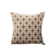 SOGA 45cm Brown Jacquard Throw Pillow – Checkered Chain Design
