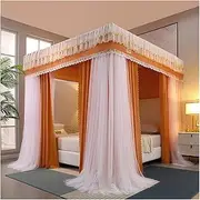 Bed Canopy Mosquito Net for 6.6ft/2m Bed, 4 Poles Support Bed Canopy, Easy to Install (Color : Style 9, Size : 200x220x200cm)