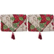 2PK LVD Polyester Table Runner Poinsettia Home/Kitchen/Tabletop Decor 34x180cm