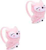 [Outanaya] 2 pcs Shape Hair Rabbit Earmuffs Plush Gift Pattern Gifts Children Lovely for Folding Warmers Adorable Year Sports Ear Protector Boys Headband Protectors Pink Warmer Outdoor Muffs