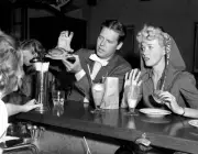 Arthur Lake & Penny Singleton stars of the Blondie show 1930s CBS RADIO PHOTO 11