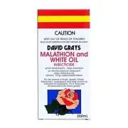 David Grays White Oil & Malathion - 200mL Controls Caterpillars Aphids Scale