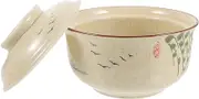 TOVINANNA Soup Bowl with Lid Ceramic Dishes Big Bowl with Lid Ceramic Ramen Bowl Ramen Bowl with Lid Instant Ramen Bowl Portable Soup Bowl Food Bowls Student Ceramics Noodle Ceramic Bowl