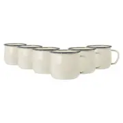 6x Coloured Enamel Belly Mugs Steel Outdoor Camping Coffee Cup 375ml Cream/Grey