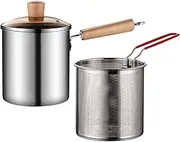 Deep Fryer Pot With Basket, 3l Stainless Steel Fry Pot, Stove Top Fryer | Heavy-duty Stove Top Fryer for Perfectly Crispy Chicken Wings, Seafood, and French Fries, Kitchen Cooking Pot for Home Chefs