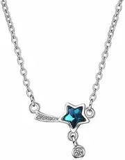 [Generic] Fresh Blue Crystal Necklace Five-Pointed Star Small Star Necklace