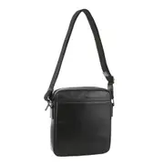 Pierre Cardin Men's Leather Shoulder Crossbody Bag w/ Zip Pocket 25x22cm Black