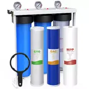 SimPure 20" Big Blue 3-Stage Whole House Water Filtration System for Well Water