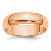 Solid 14K Yellow Gold Rose Gold 6mm Half-Round Wedding Men's/Women's Wedding Band Ring Size 10