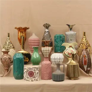 中東風輕奢高溫陶瓷帶鉆花瓶插花器歐式居家客廳臺面高檔裝飾擺件
