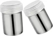 Cabilock 2Pcs Reusable Powder Stainless Steel Cocoa and Sugar Dispenser with Lid Compact Kitchen Tool for Sprinkling Cocoa Matcha and Powders