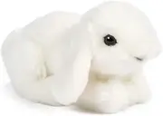 Living Nature Small White Lop Eared Bunny Plush Toy, 18cm, Realistic Pet Animal, Soft and Cuddly Toy for Kids, Eco-Friendly, Made with Naturli Recycled Materials, Includes Educational Fact Tags.
