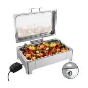 Electric Chafing Dish, 9QT Full Size Electrical Chafing Dishes Roll Top Buffe...