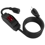 Extension Cord Near Waterproof Switch 3-Prong Outdoor 1875W Black Heavy Duty ...
