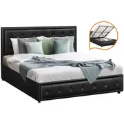 Oikiture Bed Frame Queen Double King Single Size Gas Lift Base W/ Storage Black