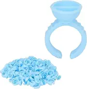 Disposable Flower Glue Rings for Eyelash Extensions Improve Efficiency for Lash Technicians, 100pcs Blue Glue Cups Holder for Eyelash Extension