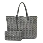 GOYARD 高雅德 灰色 PVC塗層帆布 SAC SAINT LOUIS PM 托特包 【二手名牌BRAND OFF】