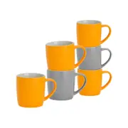 Argon Tableware 6 Piece Matt Tea And Coffee Mug Set - Grey + Yellow - 350ml