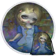 Art Painting Alice in Monet's Water Lilies Round Beach Towel