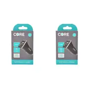 2PK Core Essentials Type-C/USB-A Dual Port Car Charger Fast Charge 15.5W Black