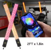 Pair Fat 2FT RGB Spiral Whip Lights Antenna For UTV ATV RZR 4X4 Sand Buggy Dune