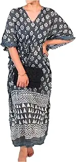 Earthen Threads Summer Beach Boho 100% Cotton Kaftan Dress