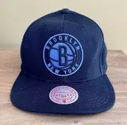 Brooklyn Nets Mitchell & Ness HIGH LIGHT Snapback Hat Black/Neon Blue