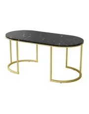 Artiss Coffee Table Marble Effect Black