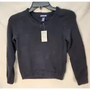 Lands End Boys Knit Sweater Medium Blue V Neck Pull Over