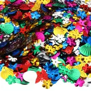Total 90Gram Sequins for Crafts, 3Pack Colored Sequin and Spangles, Multi Shapes