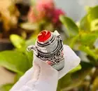 Silver Plated Poison Ring For Women & Girl With Natural Ruby Gemstone P71