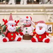 3 Pack Christmas Santa Snowman Elk Stuffed Hanging Set Stuffed Dolls Hanging