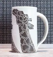 Karis Swink Barry Studio Pottery Giraffe Mug Signed Hard To Find