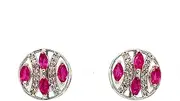 [Artisan Silver Jewel] Ruby Stud Earrings In .925 Sterling Silver, Ruby Jewelry, Birthday Gift