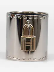 Silver Palladium Lock Detail Scarf Ring